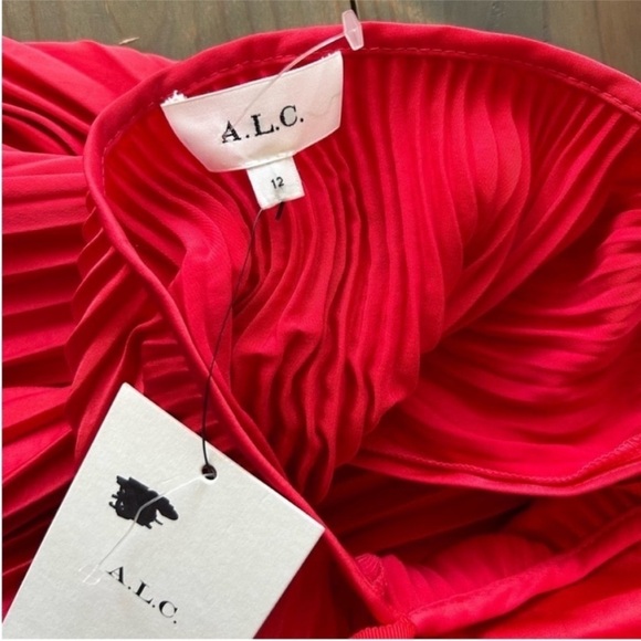 ALC Gemini Pleated Midi Dress Red NWT - Picture 9 of 11